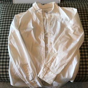 Long sleeve white cotton button down shirt